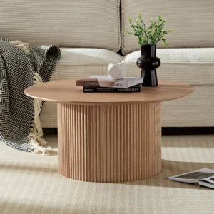 Simply Home Styles 31.49 inch Coffee Table for Dining Room Round coffee Tables Mid-Century Modern Table with Wood oak