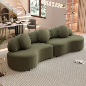 Simply Home Styles 103.5' Modern Living Room Sofa Lamb Velvet Upholstered Couch Furniture for Home or Office.