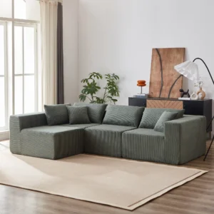 Simply Home Styles 104-Inch Corduroy Modular L Shaped Sectional Sofa, Luxury Floor Couch Set.