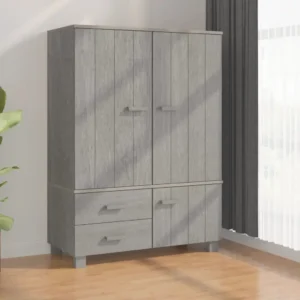 Simply Home Styles vidaXL Wardrobe HAMAR Light Gray 39"x17.7"x53.9" Solid Wood Pine