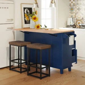 Simply Home Styles Farmhouse Kitchen Island Set with Drop Leaf and 2 Seating's, Dining Table Set.