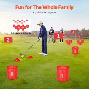 Simply Home Styles Backyard Golf Game 9 Hole Portable Outdoor Bucket Golf Game for Kids and Adults